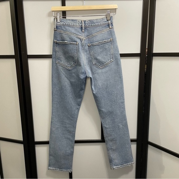 𝅺[24] AGOLDE Riley Hi Rise Straight Leg Crop Distressed Denim Jean In Whiplash - Picture 8 of 13